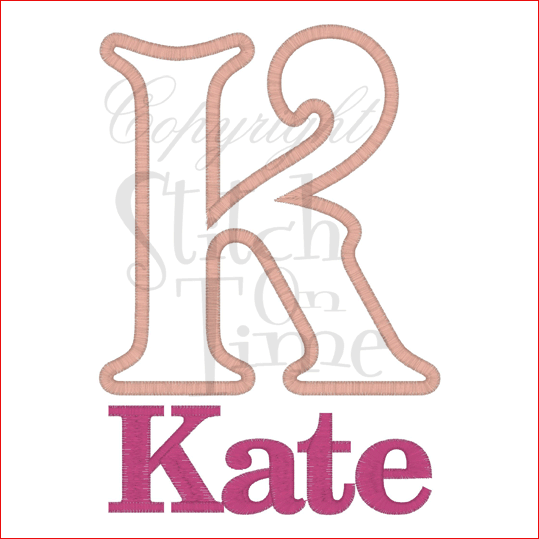 Letters (229) K Kate Applique 5x7