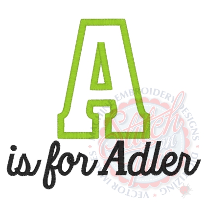 Letters (363) A Is For Adler Applique 5x7