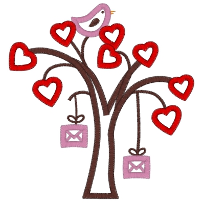 Love Letters (13) Love Letter Tree Applique 5x7