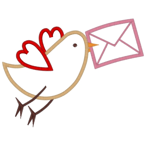 Love Letters (2) Love Letter Bird Applique 5x7