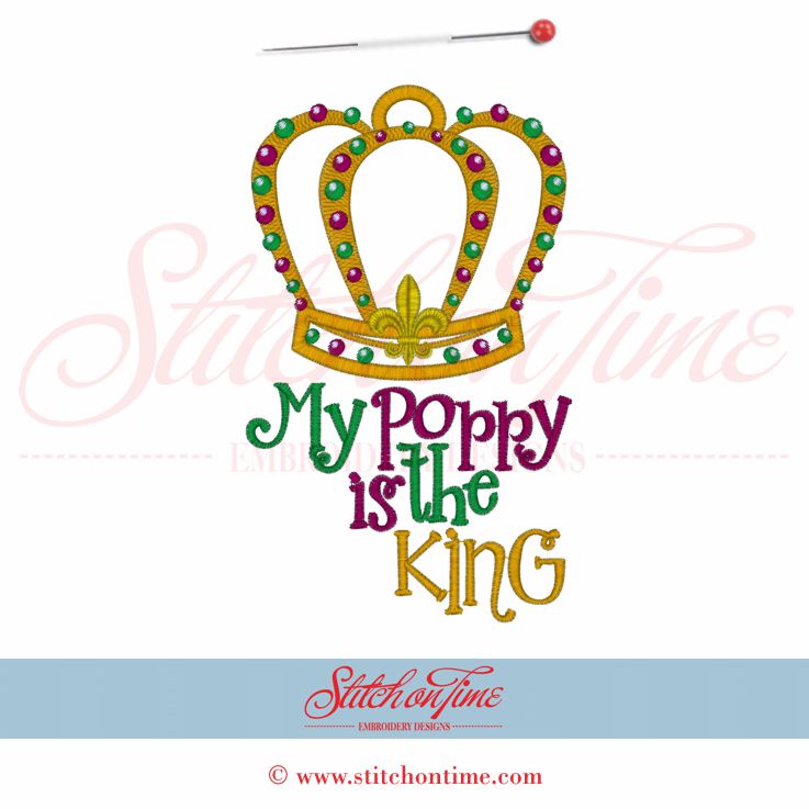 1 Mardi Gras : Mardis Gras King Crown Applique 5x7