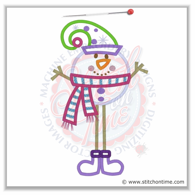 3 Modern Holiday :Christmas Snowman Applique 6x10