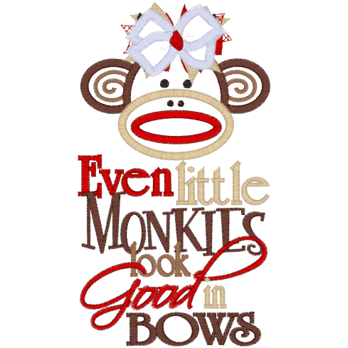Monkies (A41) Bow Monkey Applique 5x7