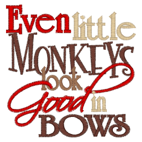 Monkies (A45) Bow Monkey Applique 4x4