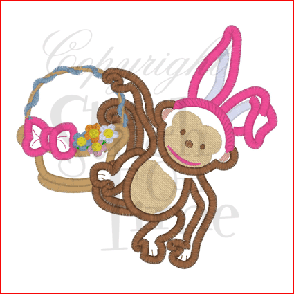 Monkies (55) Easter Bunny Monkey Applique 5x7