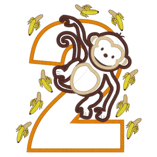 Monkies (68) Birthday Monkey Applique 6x10