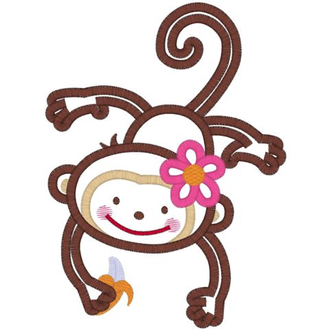 Monkies (79) Girl Monkey Applique 5x7