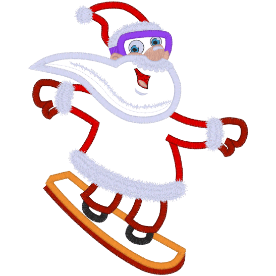 Monroe (A16) Snowboarder Santa Claus Applique 5x7