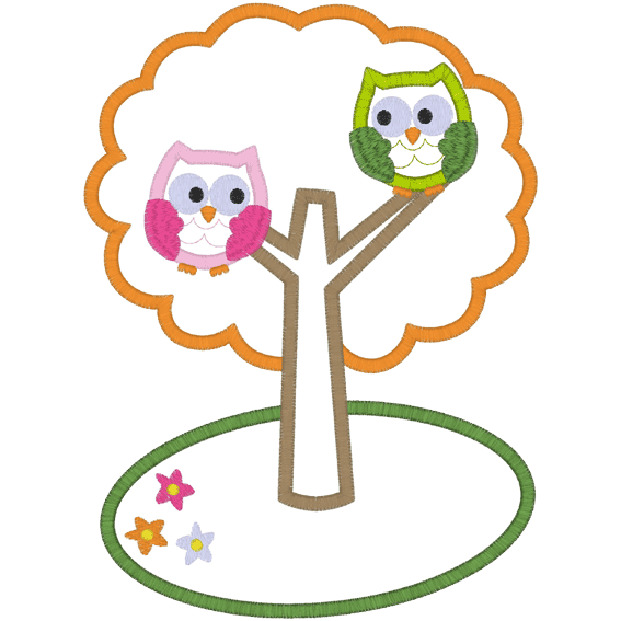 Monroe (A6) owls in Tree Applique 5x7