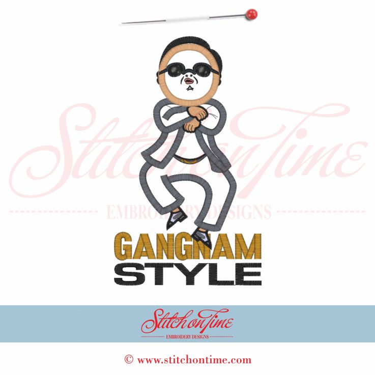 21 Music : Gangnam Style Applique 5x7