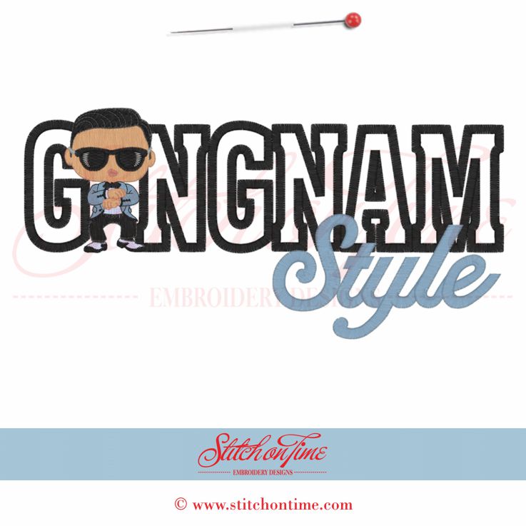22 Music : Gangnam Style Applique 6x10