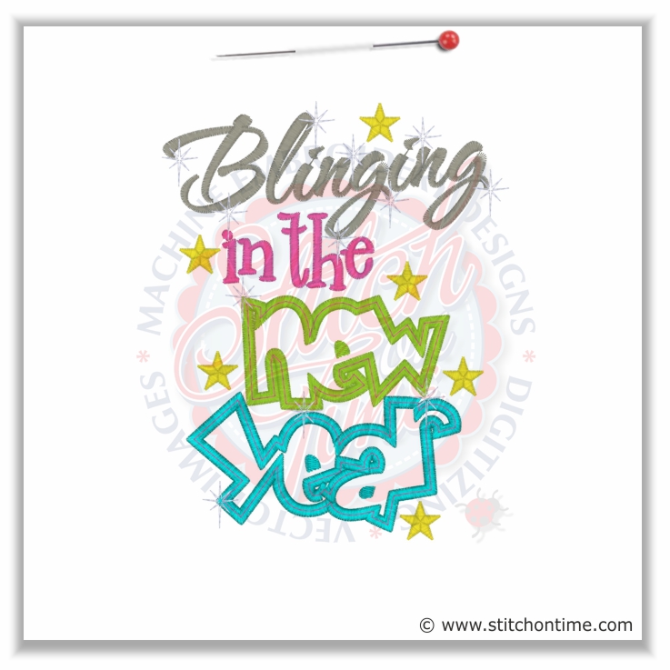 15 New Year : Blinging In The New Year Applique 5x7
