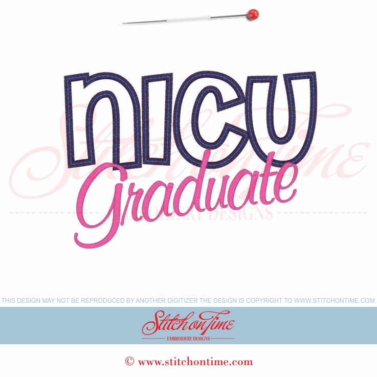 3 NICU : NICU Graduate Applique 5x7