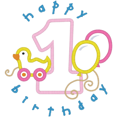 Numbers (A20) 1st Birthday Applique 5x7