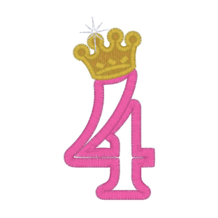 Numbers (63) 4 With Crown Applique 4x4