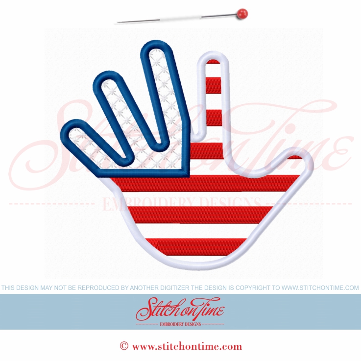 109 Patriotic : Flag Hand Applique 5x7