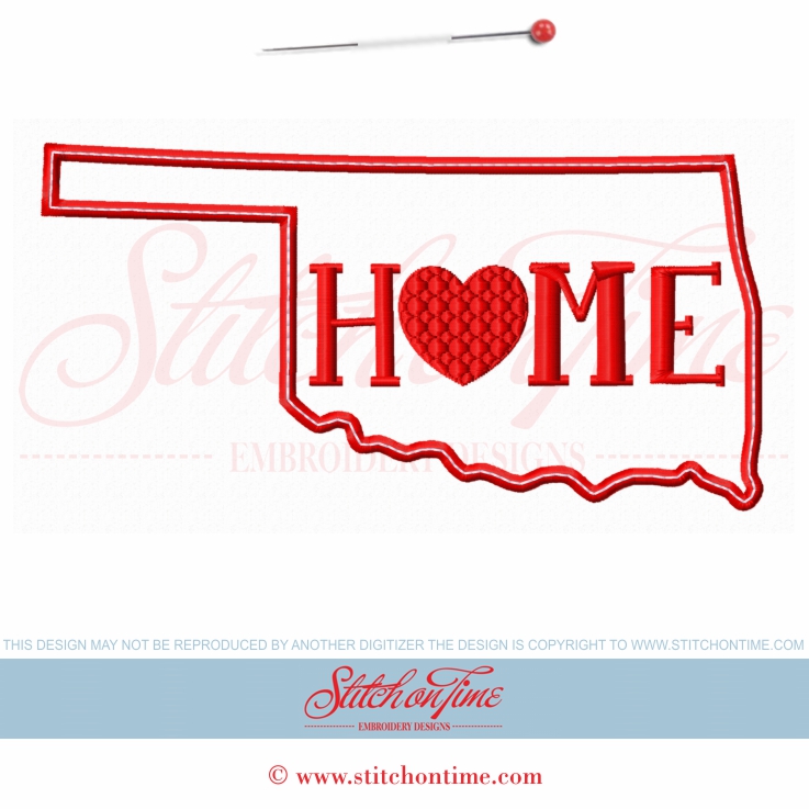 110 Patriotic : Oklahoma Home Applique 5x7