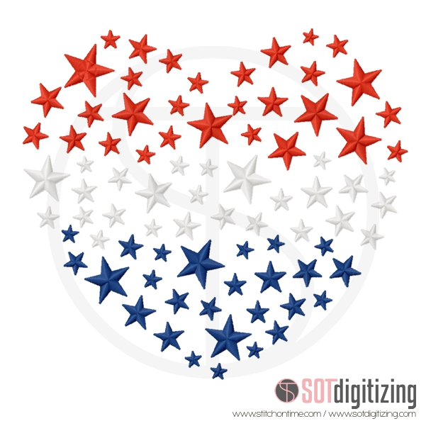 143 Patriotic : Red, White & Blue Star Heart