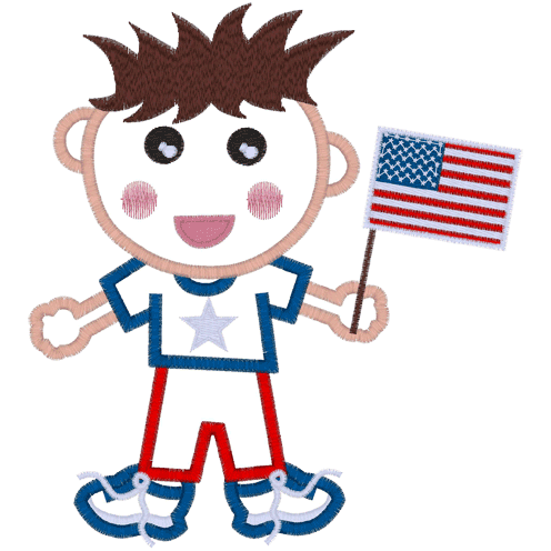 Patriotic (A17) USA Boy Applique 5x7