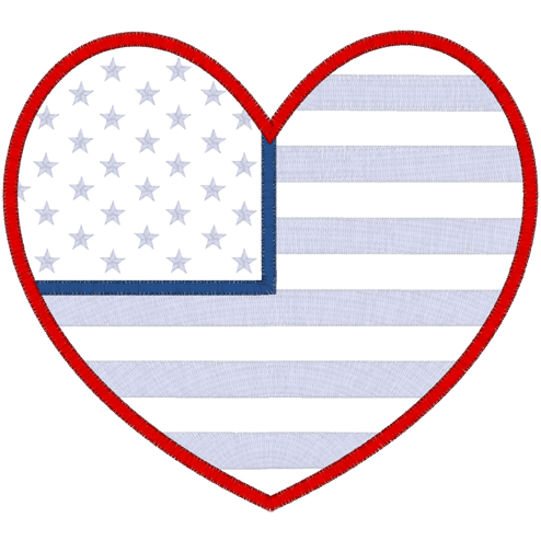 Patriotic (A23) USA Heart Applique 5x7