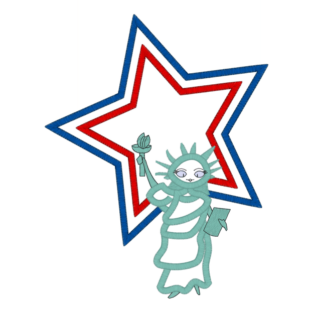 Patriotic (31) Statue of Liberty Girl Applique 5x7