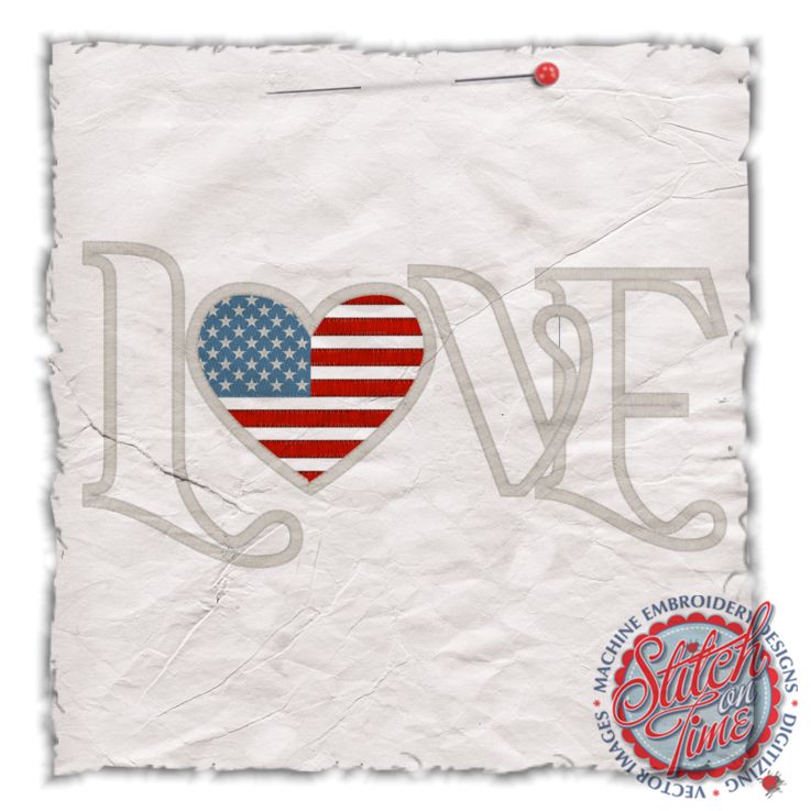 Patriotic (74) Love USA Applique 6x10