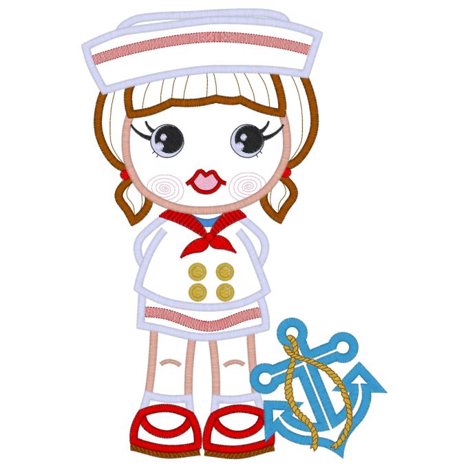 PDS (158) Sailor Girl Applique 6x10