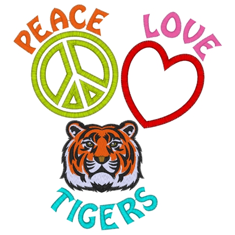 Peace (112) Peace Love Tigers Applique 5x7