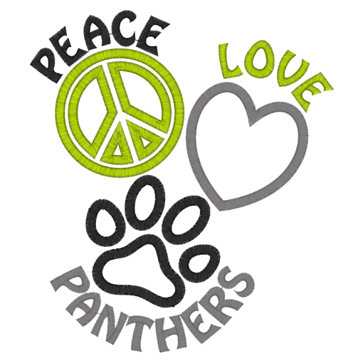 Peace (116) Peace Love Panthers Applique 6x10
