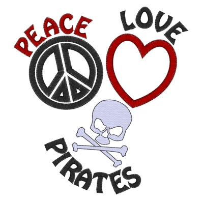 Peace (124) Peace Love Pirates Applique 5x7