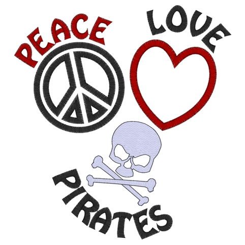 Peace (126) Peace Love Pirates Applique 6x10