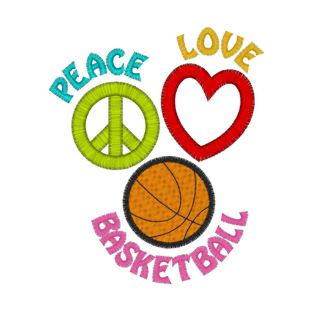 Peace (130) Peace Love Basketball Applique 4x4