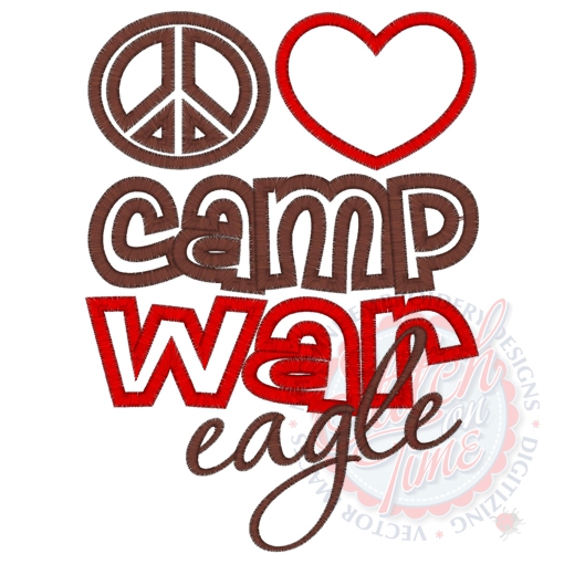 Peace (133) Camp War Eagle Applique 5x7