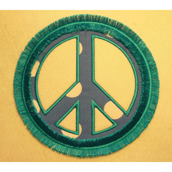 Peace (A36) Frayed Peace Sign Applique 6x10