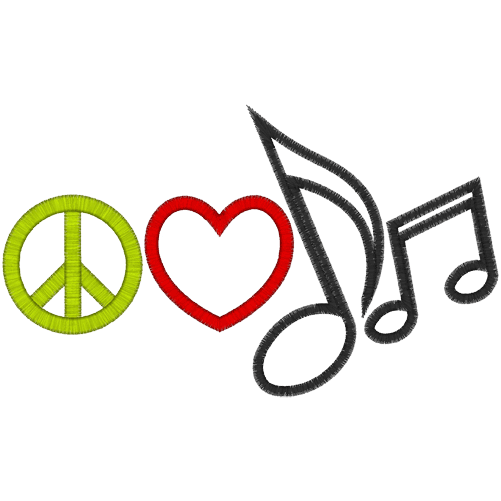 Peace (A48) Peace Love Music Applique 5x7
