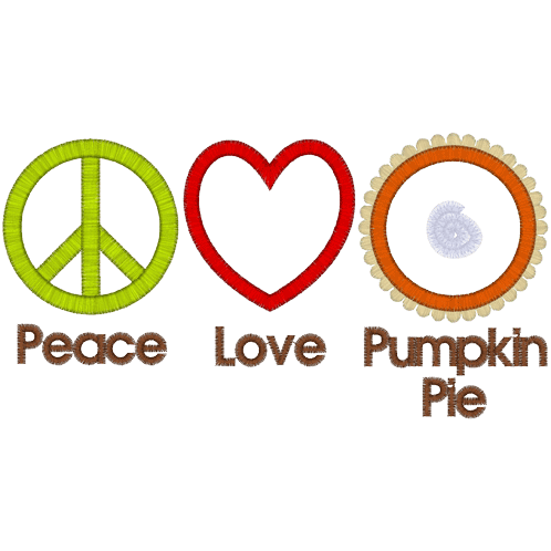 Peace (A52) Peace Love Pumpkin Pie Applique 5x7