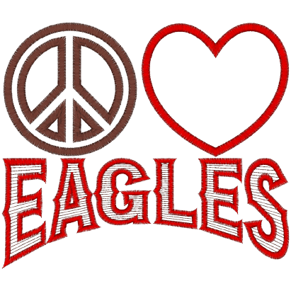 Peace (A56) Peace Love Eagles Applique 5x7
