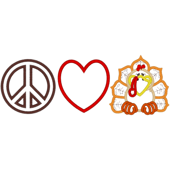 Peace (A61) Peace Love Turkey Applique 6x10