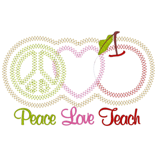 Peace (86) Peace Love Teach Applique 5x7