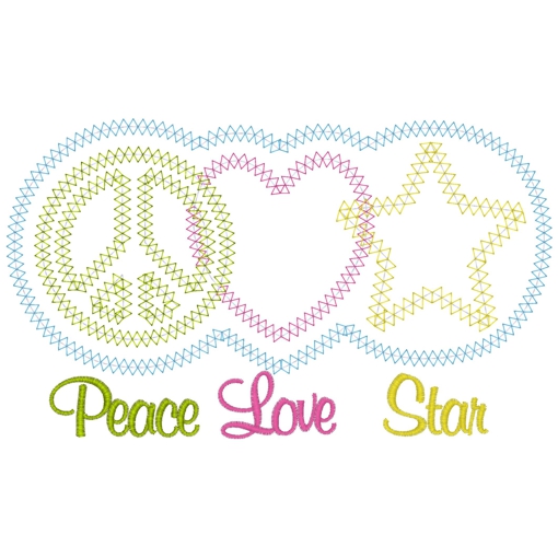Peace (88) Peace Love Star Applique 5x7