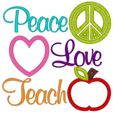 Peace (89) Peace Love Teach Applique 5x7