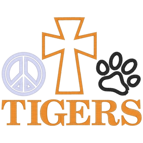 Peace (91) Peace Cross Tigers Applique 6x10