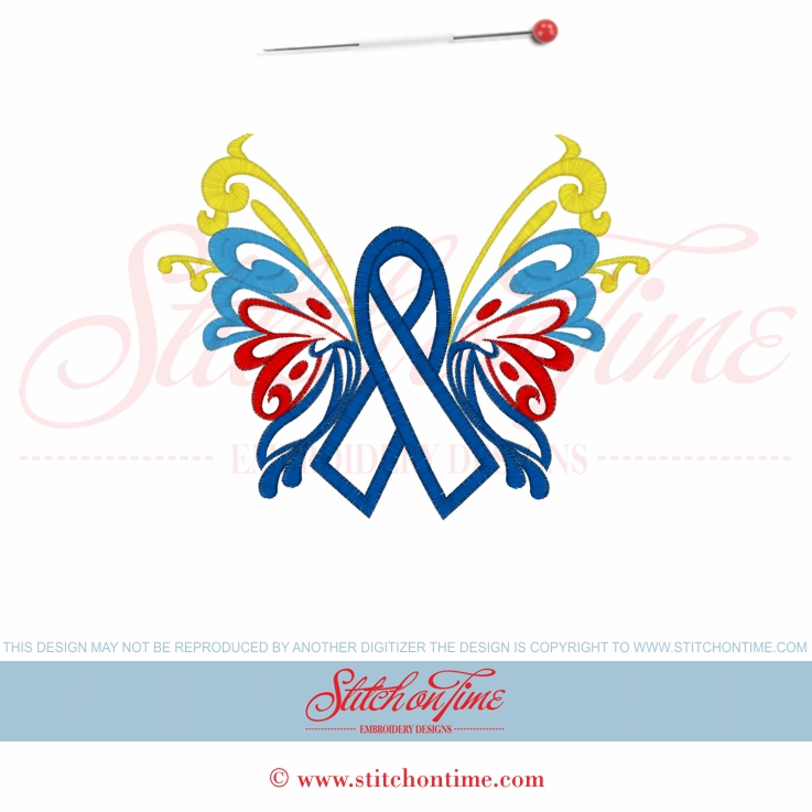 71 Ribbons : Awareness Ribbon Butterfly Applique 5x7