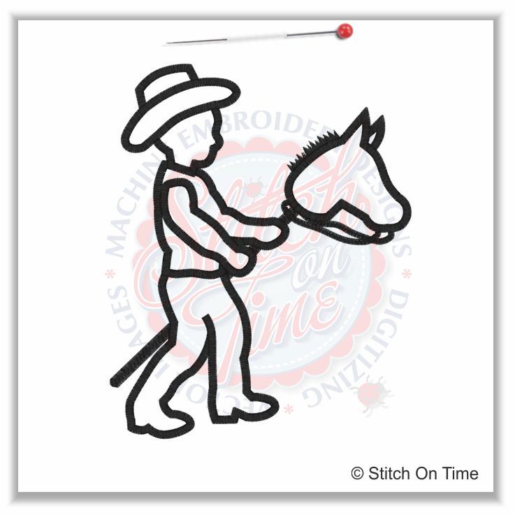 17 Rodeo : Boy On Stick Horse Applique 6x10