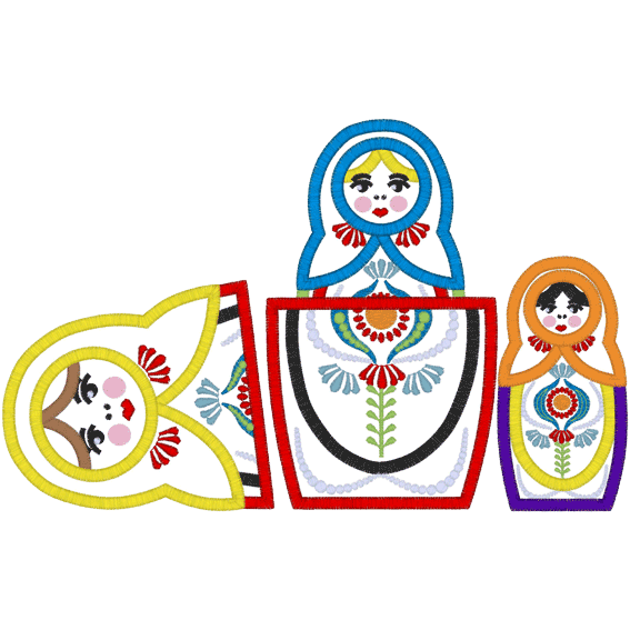 Russian Dolls (A6) Applique 6x10