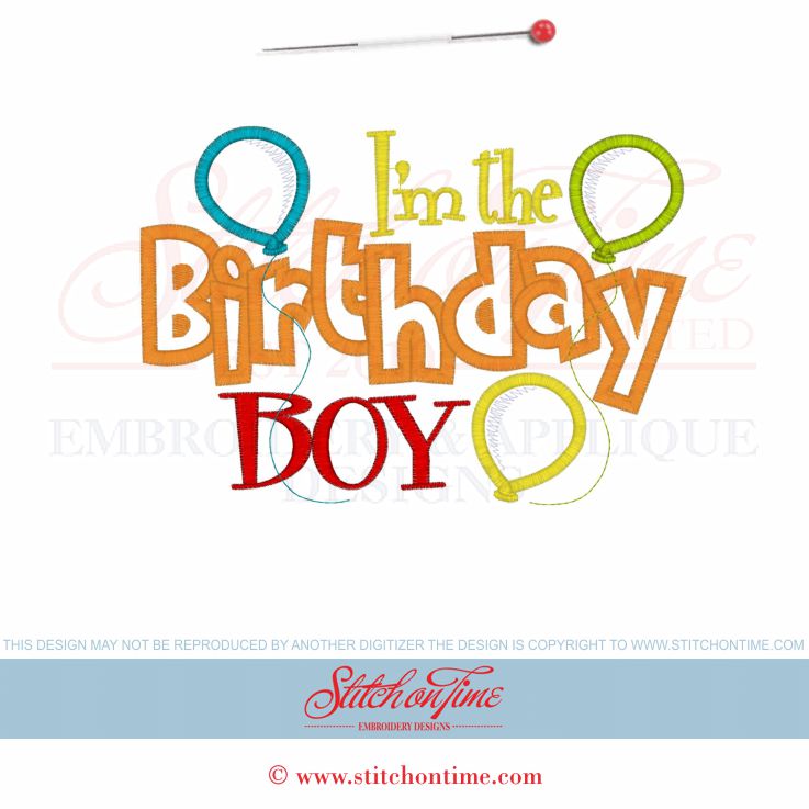 Sayings (A1332) Birthday Boy Applique 5x7