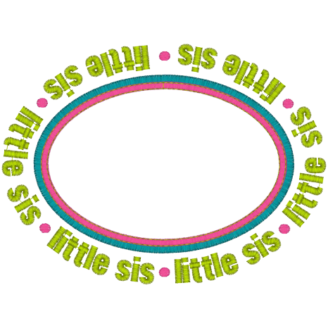 Sayings (A1374) Little Sis Oval Applique 5x7