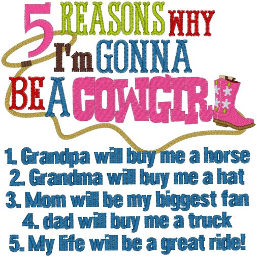 Sayings (A1481) 5 Reasons Cowgirl 5x7