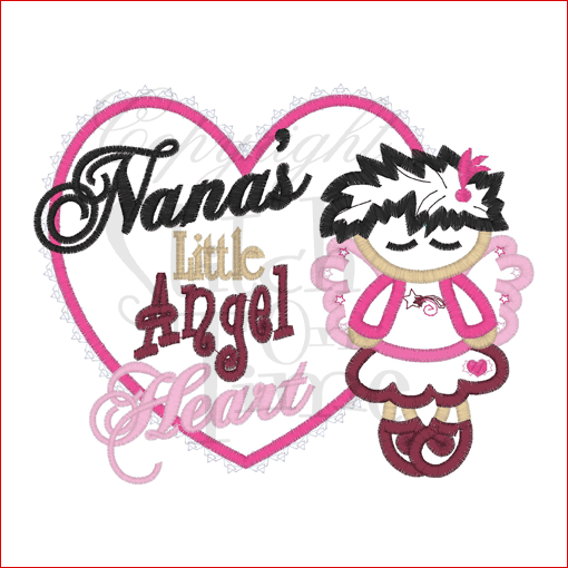 Sayings (1627) Nanas Little Angel Heart applique 5x7