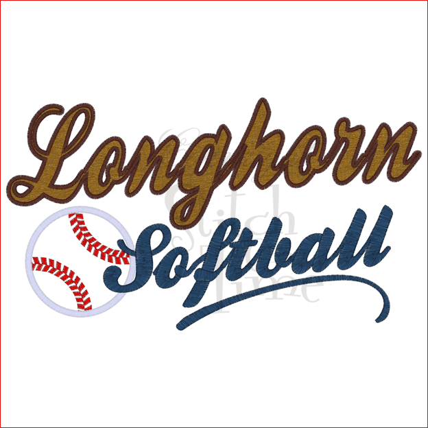 Sayings (1784) Longhorn Softball Applique 6x10